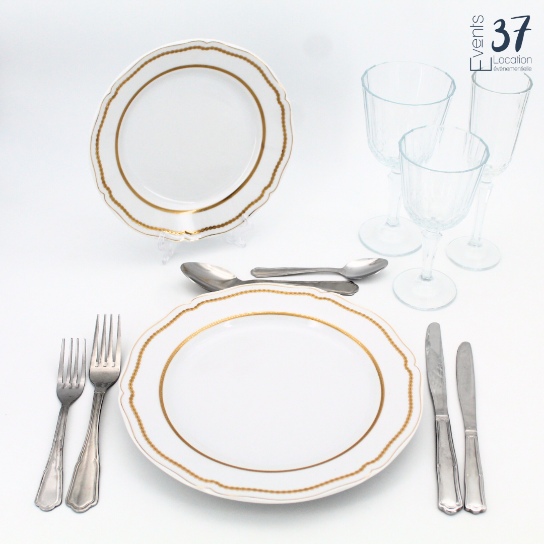 Assiette Blanc/Doré 27 cm