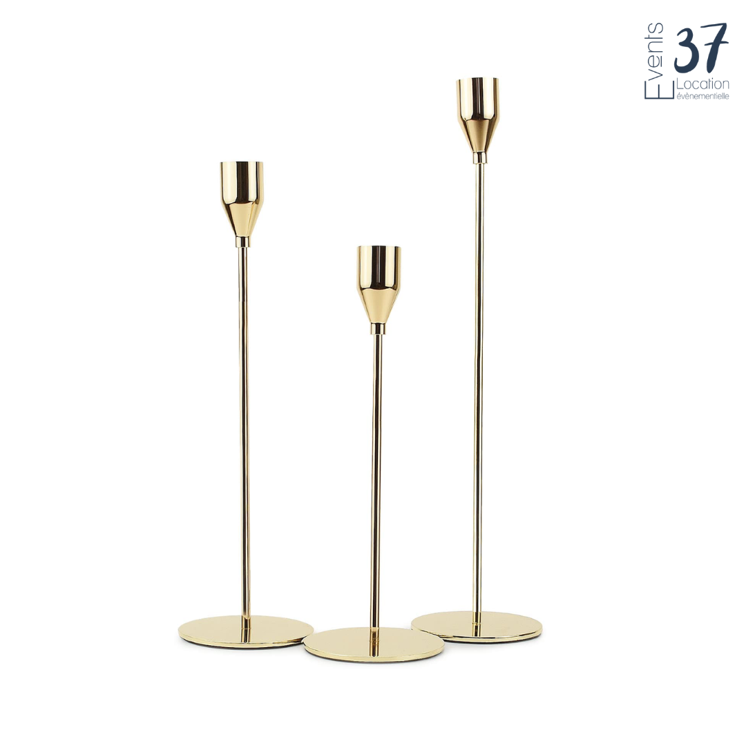 Lot de 3 Bougeoirs Or